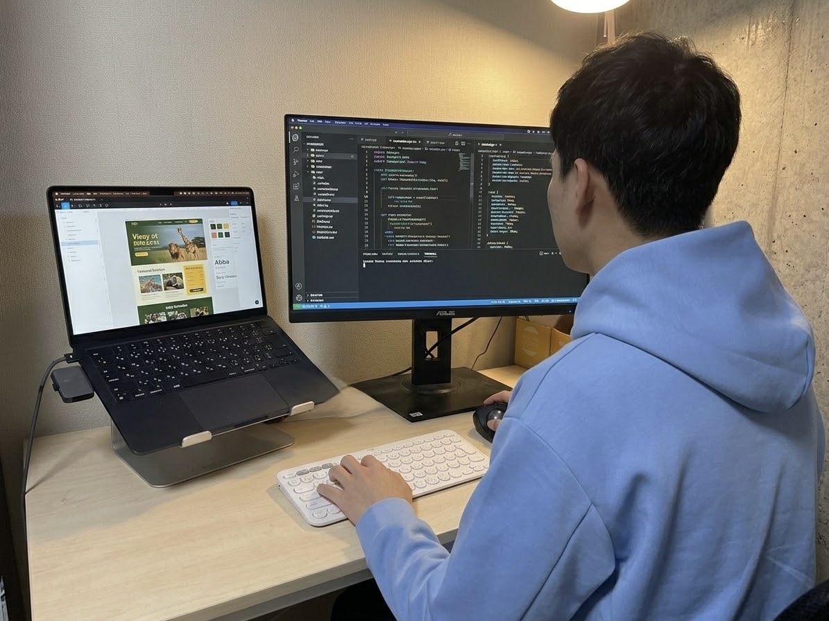 Web制作の学習をしている様子